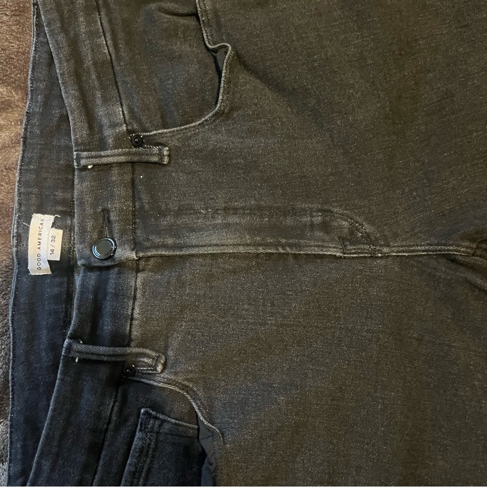Good American Good Legs High Waisted Stretch Denim Skinny Jeans Black 14/32